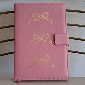 New!Pink Journal with Gold Bow Design